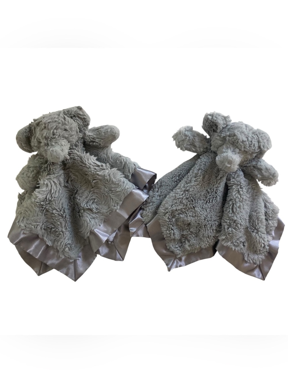 Set - 2 Cloud Island Elephant Gray Lovey 13.5" Security Blankets Rosette Spare